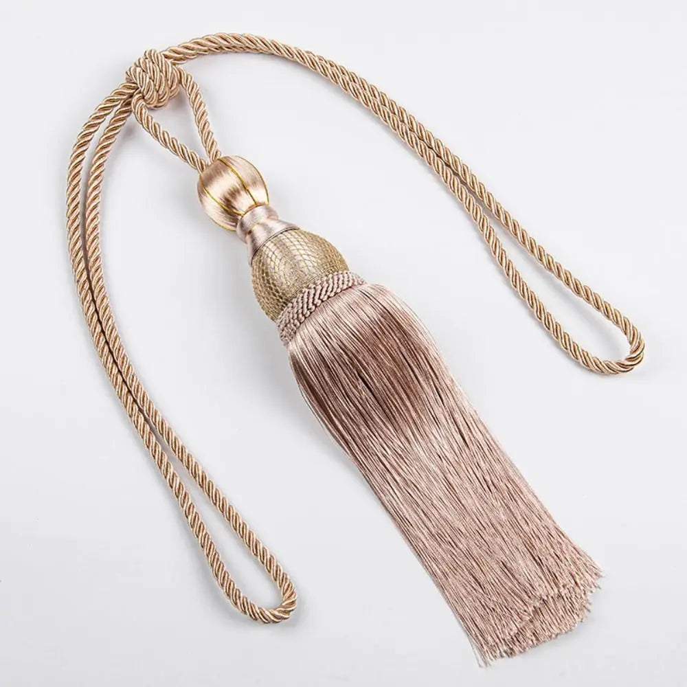 Curtain Tassel Tiebacks – Punch-Free Polyester Yarn Tassel with Gold Wire & Decorative Hanging Balls – Multicolor Window Drapery Holdbacks
