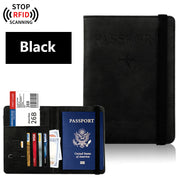 RFID Blocking Passport Holder – PU Leather Travel Wallet with Card Slots & Boarding Pass Pocket