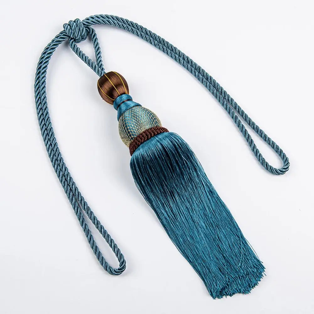 Curtain Tassel Tiebacks – Punch-Free Polyester Yarn Tassel with Gold Wire & Decorative Hanging Balls – Multicolor Window Drapery Holdbacks