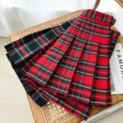 Women’s Tartan Pleated Mini Skirt High Waist Plaid A-Line Skirt