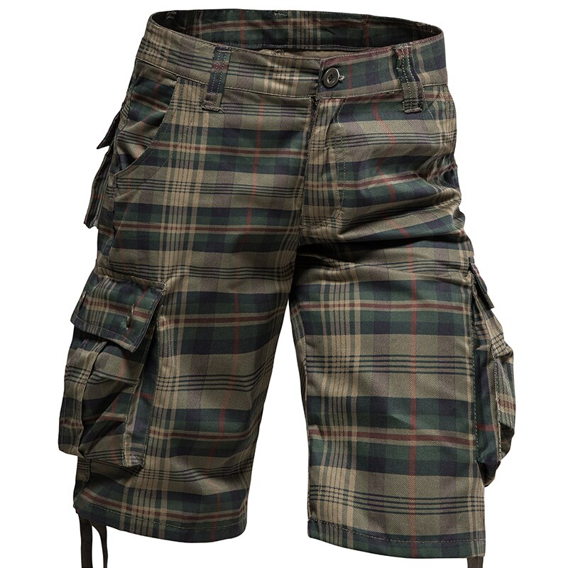 Mens plaid clearance cargo shorts