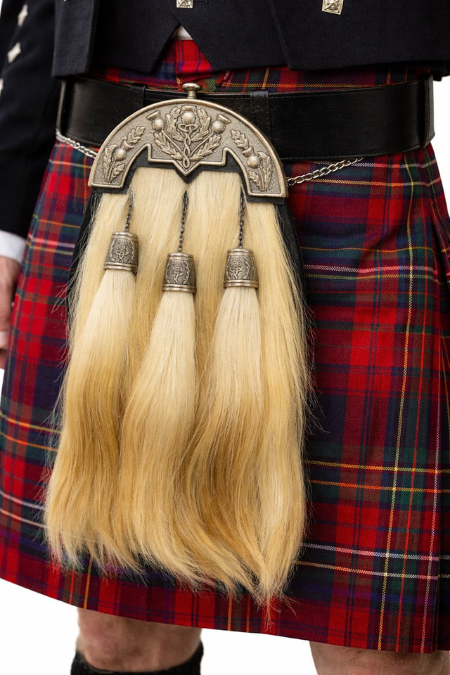 Handmade Scottish Goat Hair Sporran with Thistle Cantle