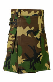 Camouflage kilt with belt on a white background