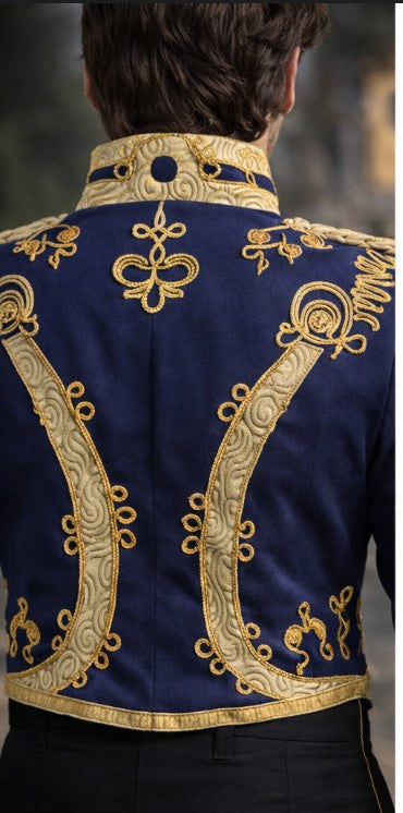 1900s Captain Hussar Military Jacket Men Victorian Civil War Officer Uniform Napoleonic Parade Coat Gothic Costume