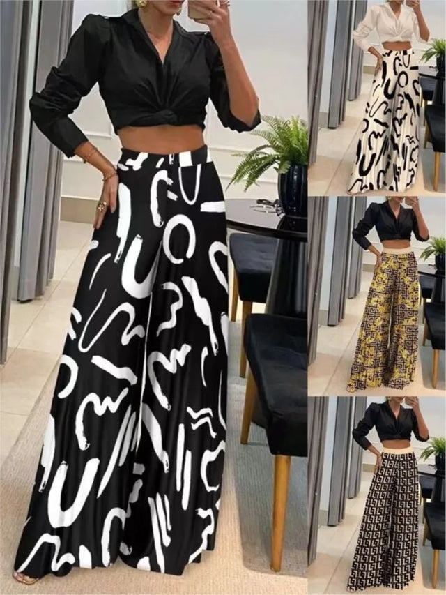 Women High Waist spring summer Long Pant  Wide Leg Trousers