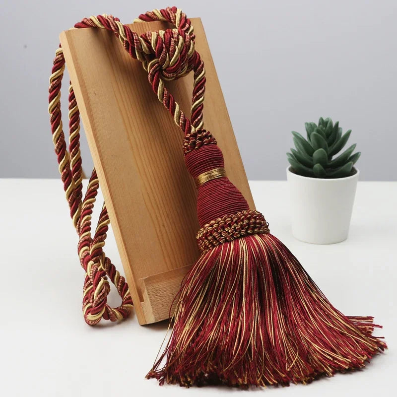 Polyester Tassel Curtain Tiebacks – Handmade Rope Curtain Holdbacks with Decorative Hanging Balls for Living Room & Home Déco