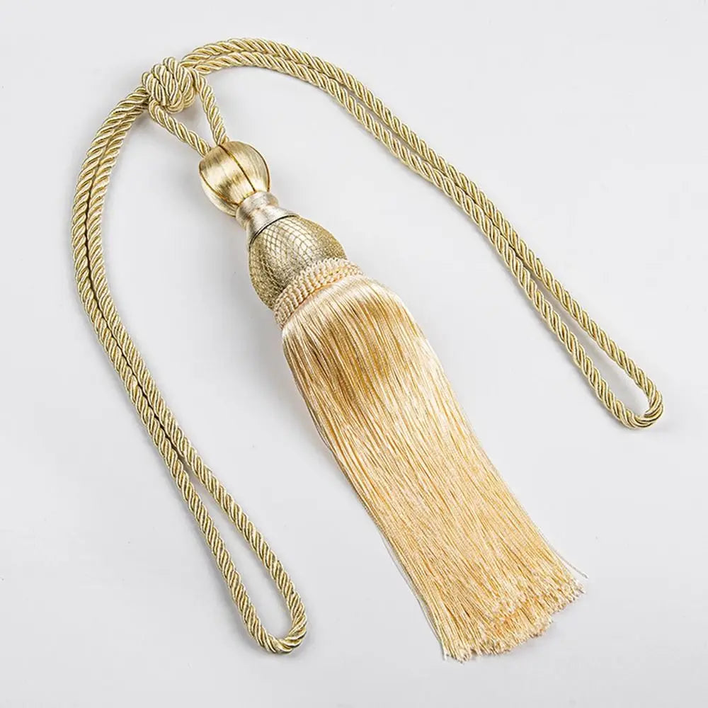 Curtain Tassel Tiebacks – Punch-Free Polyester Yarn Tassel with Gold Wire & Decorative Hanging Balls – Multicolor Window Drapery Holdbacks