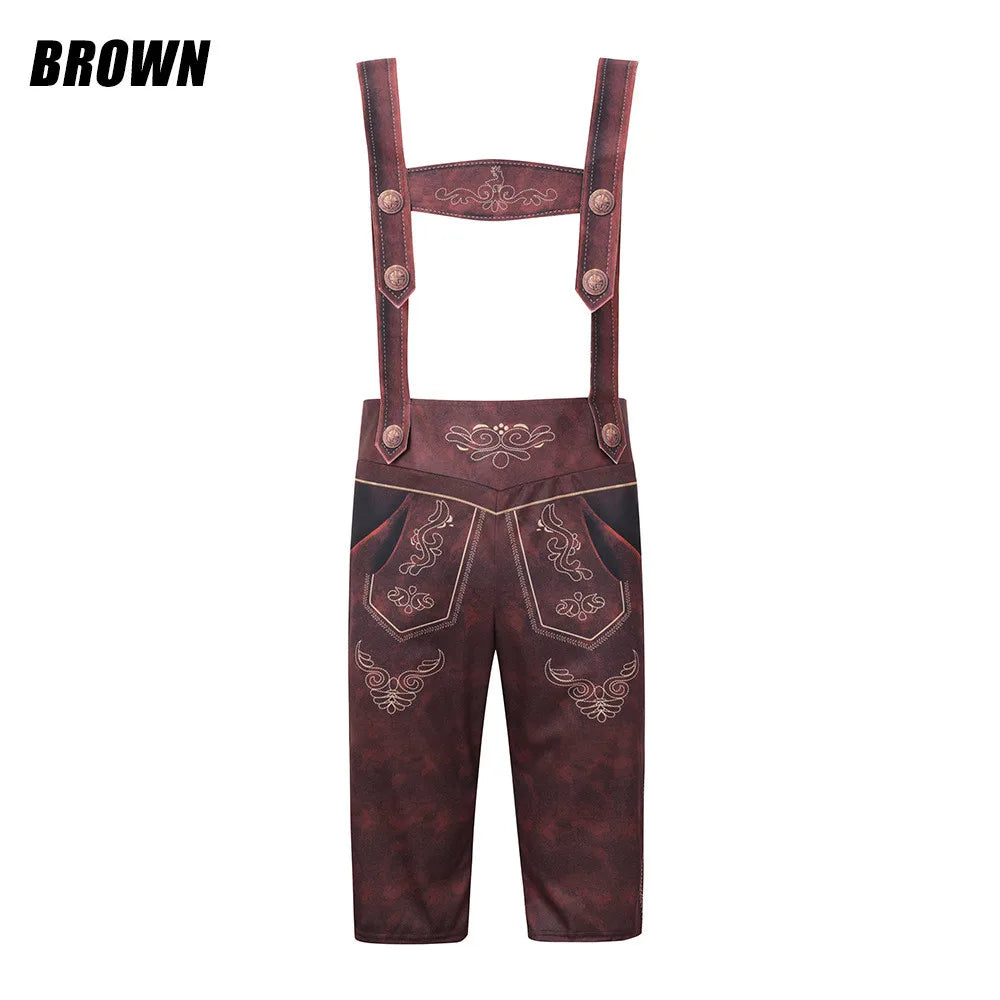 Men's German Munich Oktoberfest Lederhosen Suspenders Costume Bavarian POLYESTER