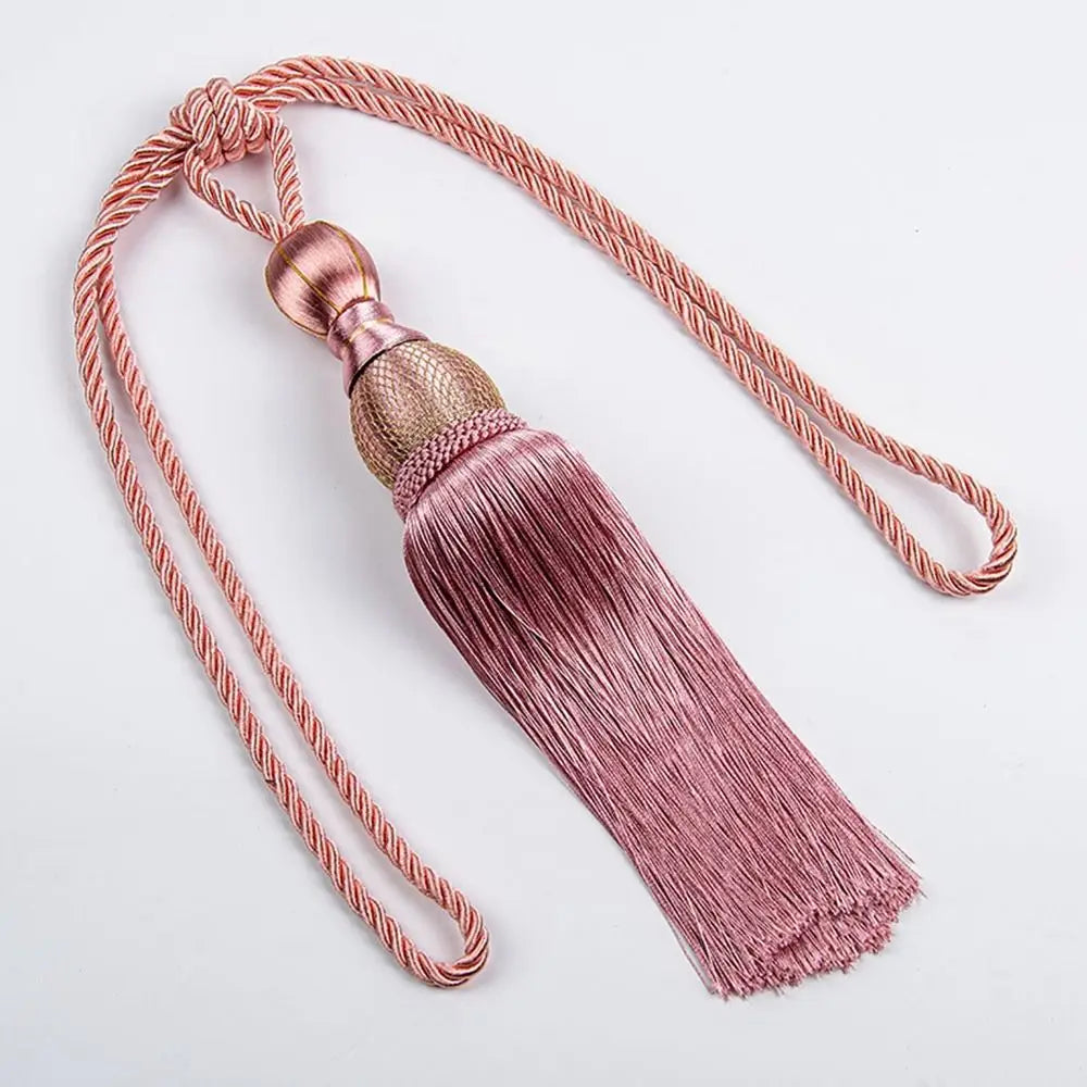 Curtain Tassel Tiebacks – Punch-Free Polyester Yarn Tassel with Gold Wire & Decorative Hanging Balls – Multicolor Window Drapery Holdbacks
