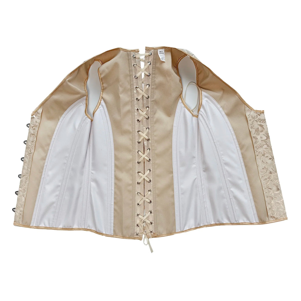 Men’s Corset Waistcoat Vest – Beige Floral, Lace-Up Boned Vest, Adjustable Waist Trainer Style Formal Dress Vest for Wedding, Party, Stage