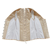 Men’s Corset Waistcoat Vest – Beige Floral, Lace-Up Boned Vest, Adjustable Waist Trainer Style Formal Dress Vest for Wedding, Party, Stage