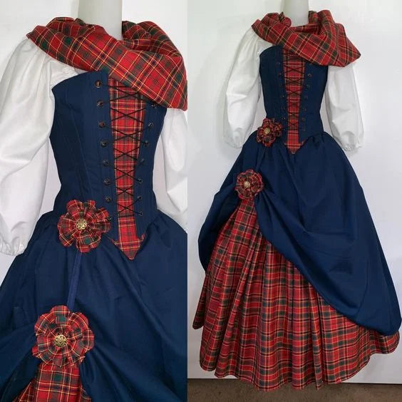 Outlander Claire Fraser Cosplay Dress – Highland Medieval Scottish Costume for Women