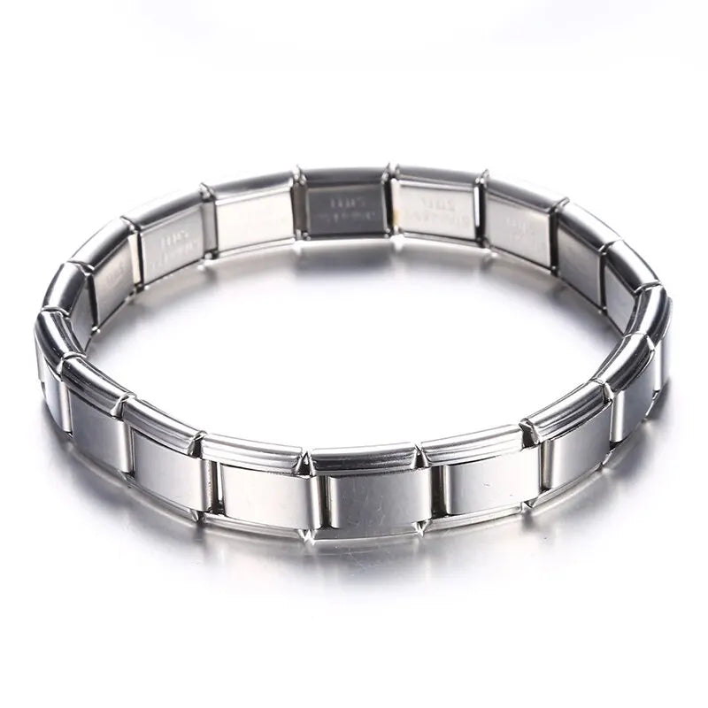 Unisex Stainless Steel Bracelet – 9mm Silver Link Elastic Band, Simple Trendy Charm Jewelry for Daily Wear & Parties