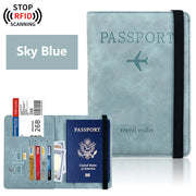 RFID Blocking Passport Holder – PU Leather Travel Wallet with Card Slots & Boarding Pass Pocket