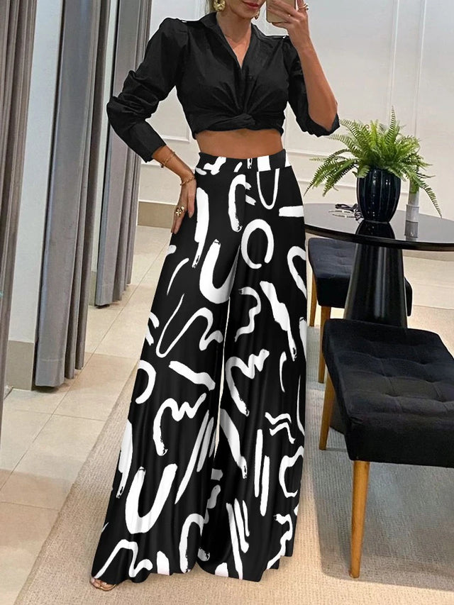 Women High Waist spring summer Long Pant  Wide Leg Trousers