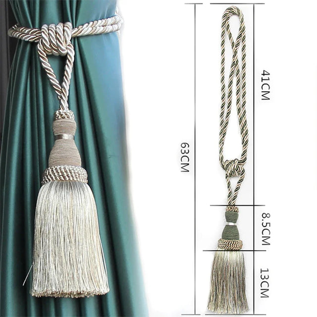 Polyester Tassel Curtain Tiebacks – Handmade Rope Curtain Holdbacks with Decorative Hanging Balls for Living Room & Home Déco