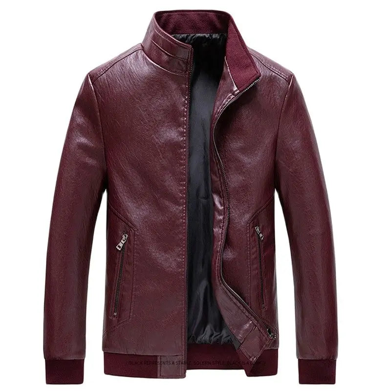 Men's Motorcycle Stand Collar PU Leather Jackets