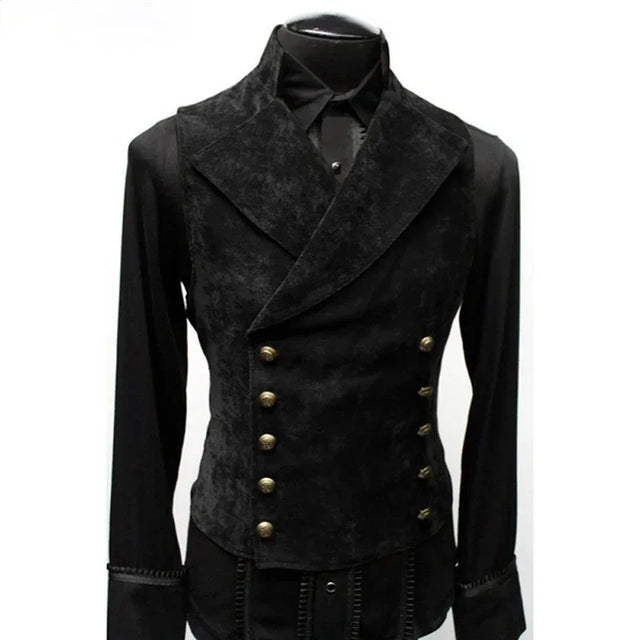 Men’s Victorian Steampunk Velvet Waistcoat – Double-Breasted Gothic Tailored Vest