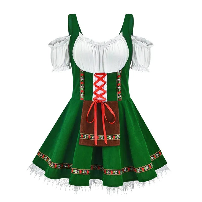 Women’s Dirndl Dress – Traditional Bavarian Oktoberfest Costume with Apron