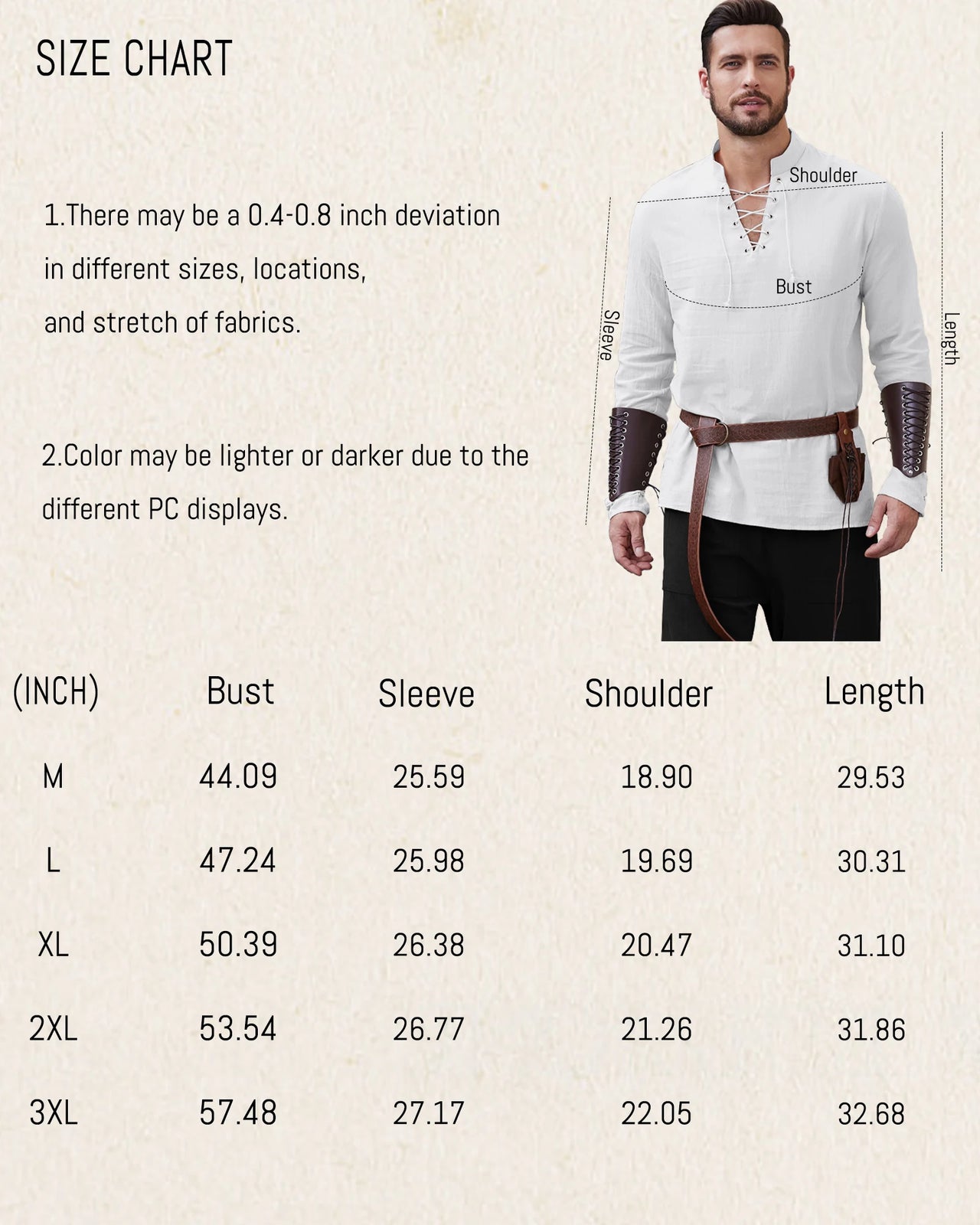 Men’s Medieval Viking Pirate Renaissance Long-Sleeve Cosplay Shirt – Halloween & Daily Casual