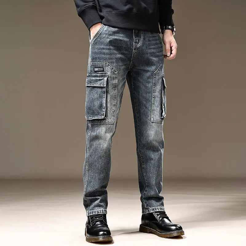 American Fashion High Street Loose Straight Cargo Jeans