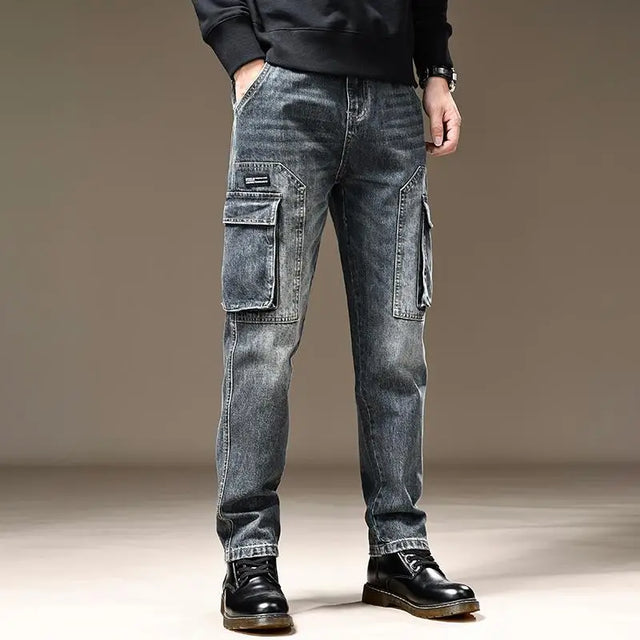 American Fashion High Street Loose Straight Cargo Jeans