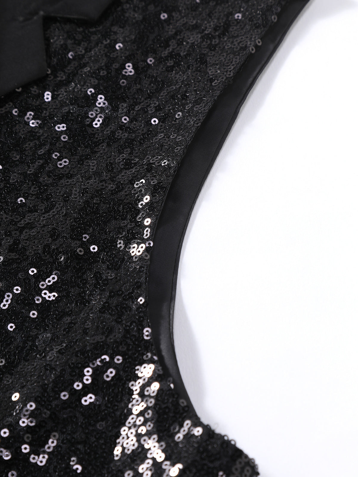 Men’s Black Sequin Waistcoat – Formal Party Vest with Satin Lapel for Wedding, Prom, Stage, Show