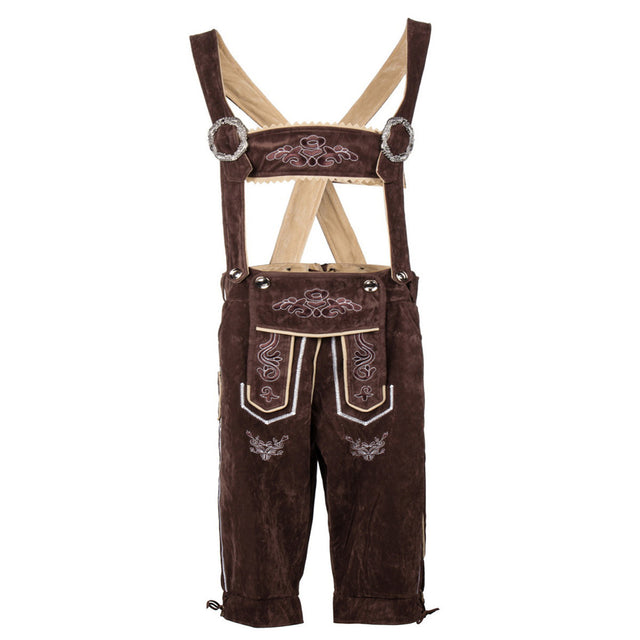 Men’s Bavarian Lederhosen with Matching Suspenders Shorts – Oktoberfest German Costume – Polyester