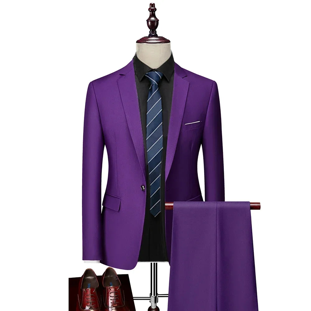Men’s 3-Piece Slim Fit Suit Set – Blazer, Vest & Pants | Casual Business Solid Color Outfit
