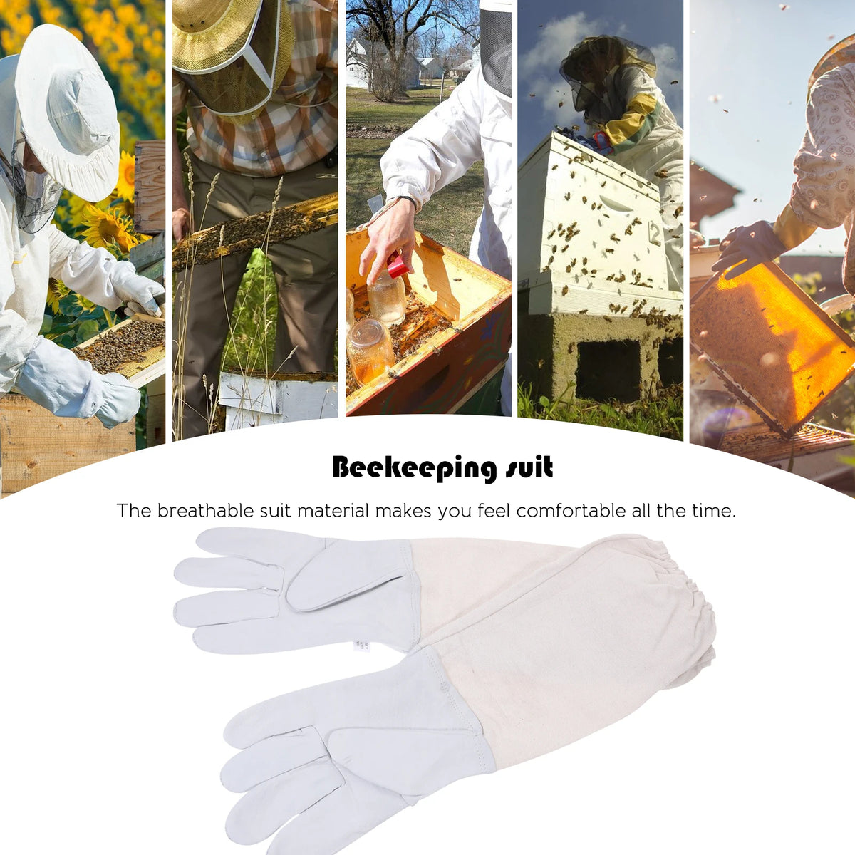 Lightweight Durable Beekeeping Gloves Set – Safety Work Gloves for Beekeeping, Gardening & Industrial Use