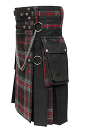 Men’s Scottish Gothic Utility Kilt | Spirit of Bruce Tartan Hybrid Kilt with Front Apron & Custom Multi-Tartan Options