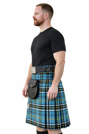 Thompson Blue Tartan Kilt 8 Yard Scottish Kilt Outfit with Belt, Buckle, Sporran & Pin