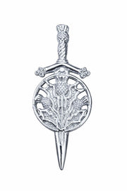 Scottish Thistle Kilt Pin – Dirk Style Chrome Finish