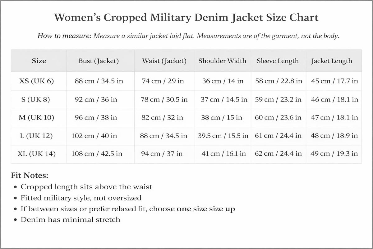 Black Military Denim Jacket for Women, Cropped Fitted Jacket with Silver Buttons
