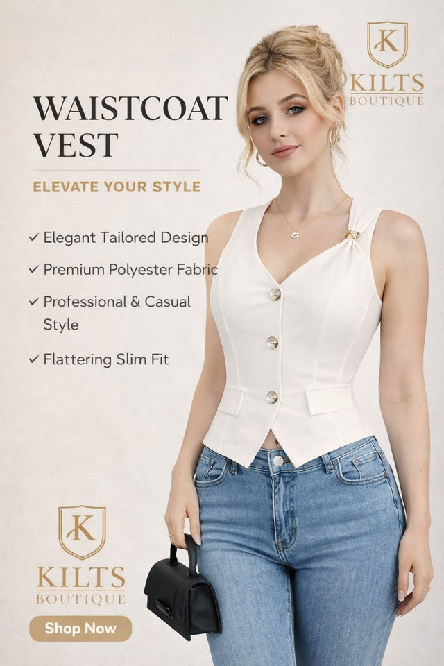 Women's Elegant Solid Color Waistcoat Vest, Sleeveless V-Neck Single Breasted Blazer Vest Top, Casual Office Work Waistcoat Jacket
