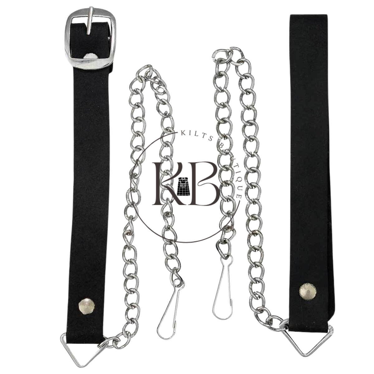 Double Embossed Black Leather Kilt Sporran 3 Tassels With Chain & Belt