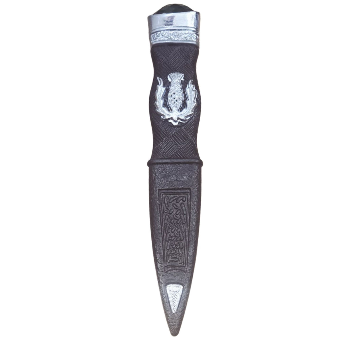 Decorative dagger with intricate designs on a white background