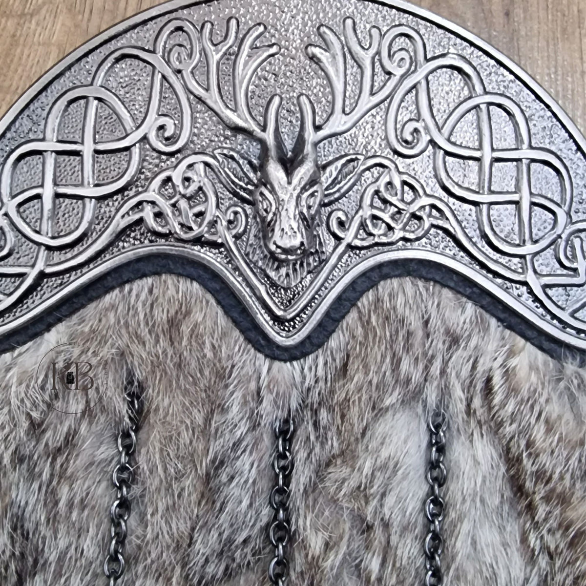 Antique Grey Full Dress Sporran Stag Cantle Rabbit-Fur Sporran 3 Tassels