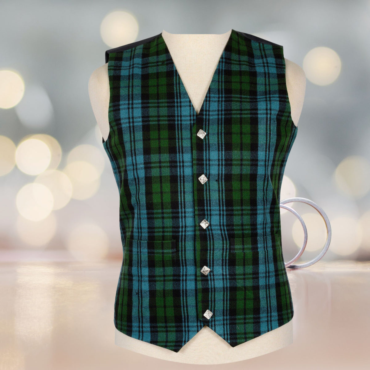 Scottish Campbell Ancient Tartan VEST 5 Buttons Men's Formal Tartan Waistcoats