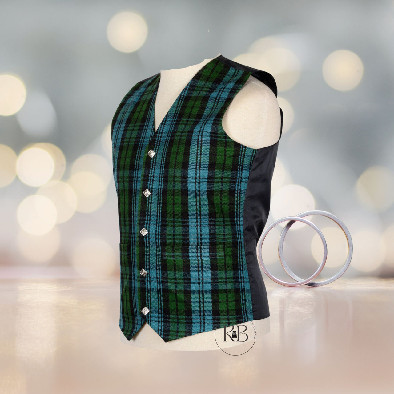 Scottish Campbell Ancient Tartan VEST 5 Buttons Men's Formal Tartan Waistcoats