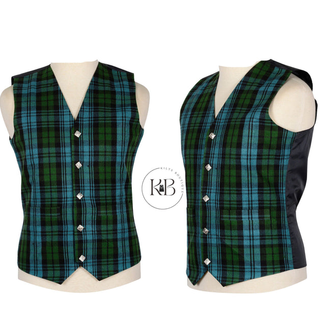 Scottish Campbell Ancient Tartan VEST 5 Buttons Men's Formal Tartan Waistcoats