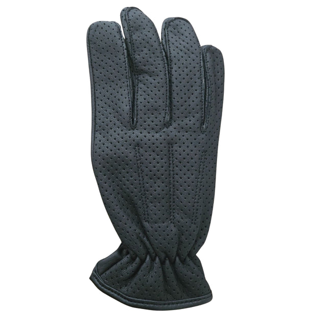 Unisex Black Perforated Leather Driving Gloves – Soft Touch, Breathable, All-Season Handwear