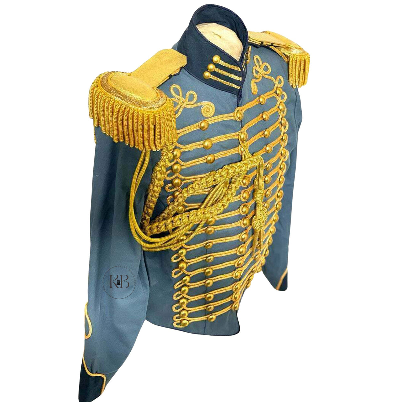 Historical American Civil War Gold Braiding Hussar Officers Jacket With Gold Aiguillette Costume