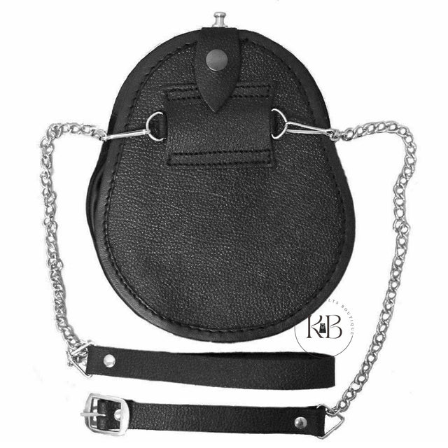 Brass Cantle Full Dress Leather Sporran Traditional Scottish Wallet Kilts With Chain Belt