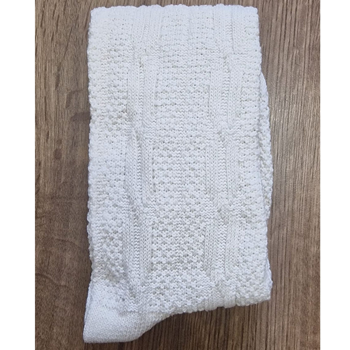 Bavarian Knee-High Cotton Trachten Socks – Oktoberfest Lederhosen Socks, Cable-Knit with Turnover Cuff (Cream w/ Green Stripes)