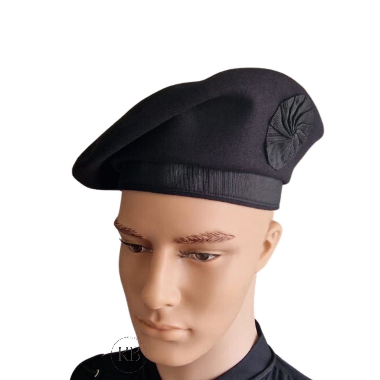 Black Wool Irish Caubeen Hat Military Bonnet Beret Wool Hat, slouchy hat, Tam O Shanter Hat