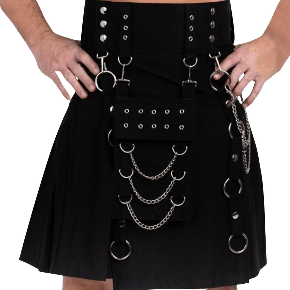 Black Modern Utility Kilt Scottish Gothic Wedding kilts for men's Fashion Kilt