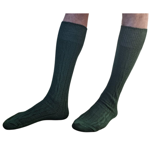 Bavarian Cotton Trachten Socks – Dark Green Knee-High