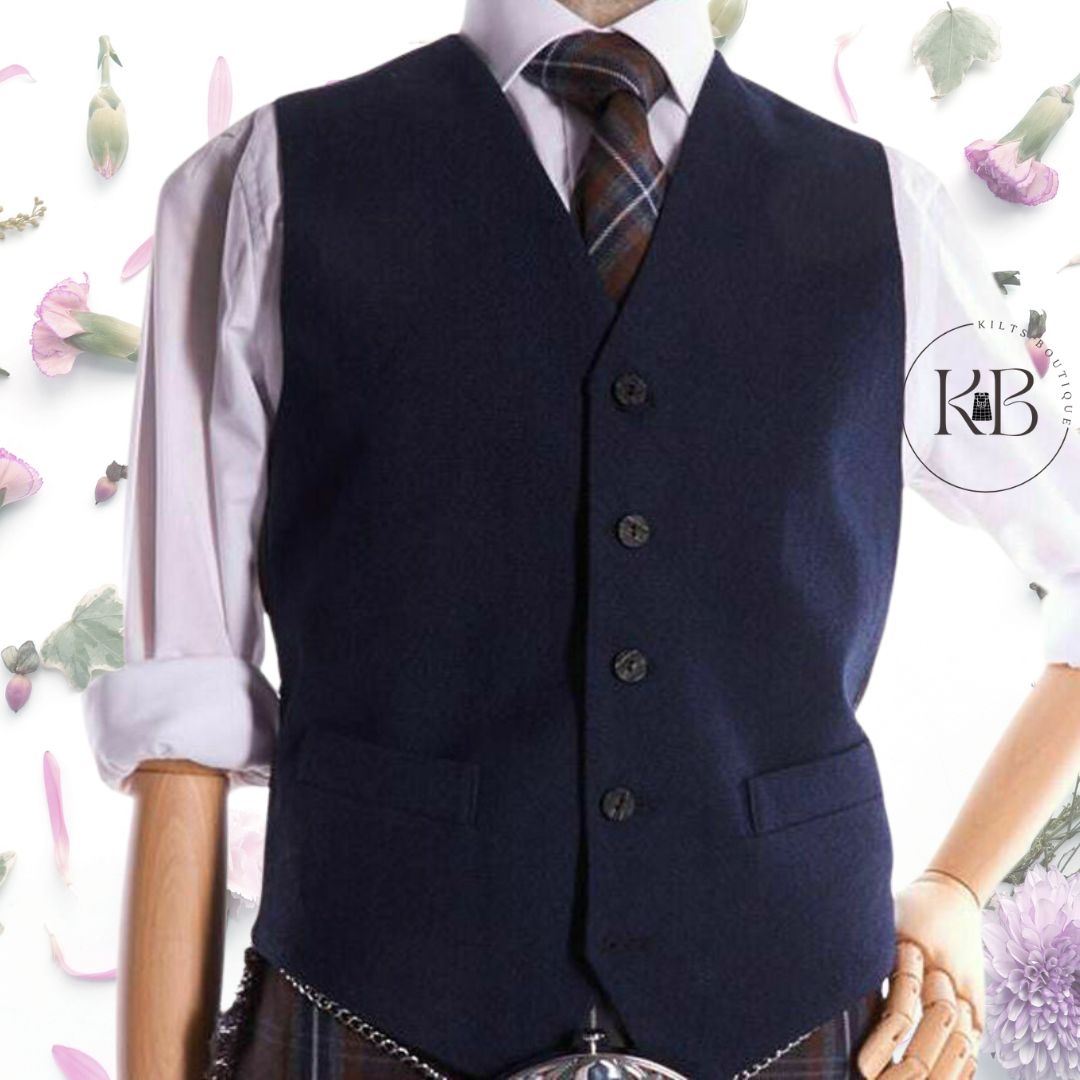 NAVY BLUE WOOL ARGYLE KILT JACKET  WAISTCOAT/VEST, SCOTTISH ARGYLE VEST