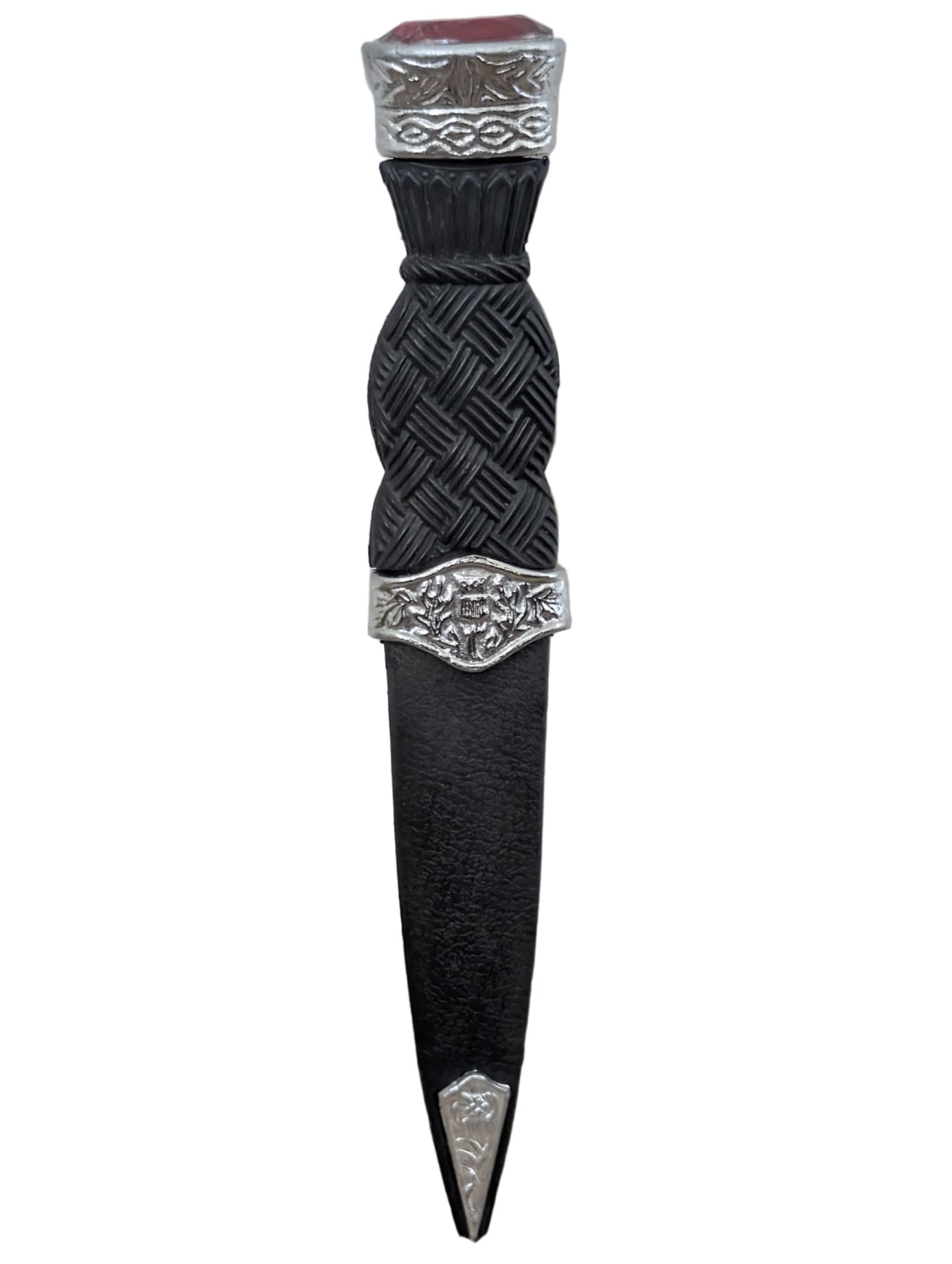 Scottish Sgian Dubh Dagger with Sheath – Traditional Highland Kilt Knife with Decorative Handle & Gemstone Top